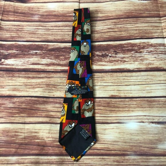 Vintage 90's Looney Tunes Mania Many Faces Expressions of Taz Tie Polyester - Picture 3 of 6